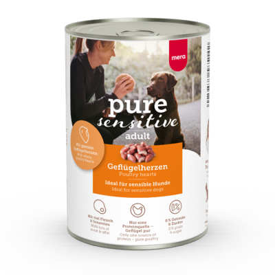 20:mera pure sensitive Poultry Hearts Wet Food 100% animal protein for sensitive dogs