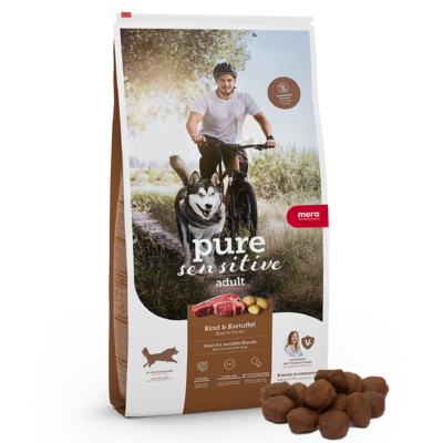 20:mera pure sensitive Beef & Potato with high protein for the active sensitive dog