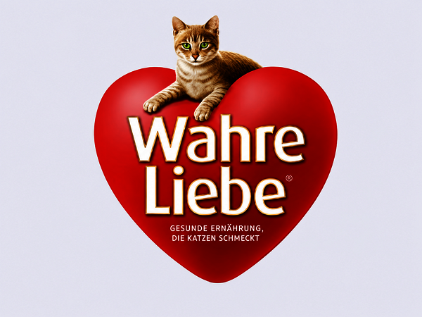 Rotes Herz mit einer Katze die auf dem herz liegt