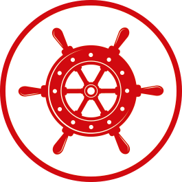 Schiff Steuerrad Icon rot