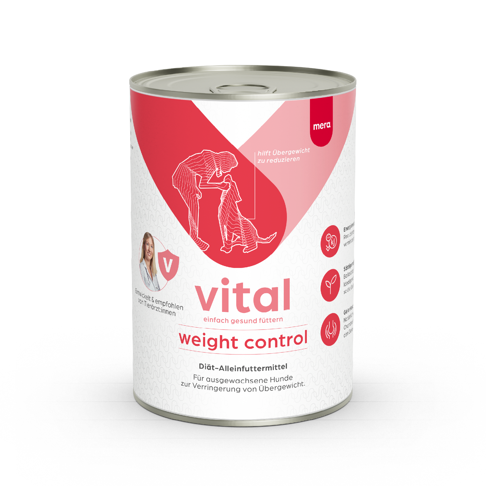 Hundefutter MERAVITAL Weight Control Diät Nassfutter hilft zuverlässig Übergewicht abzubauen