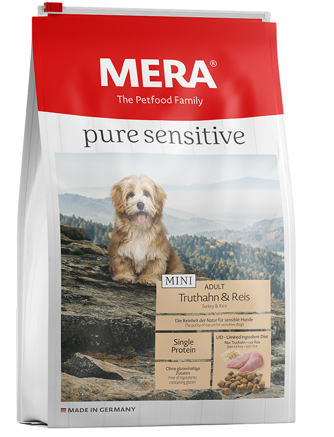 Hundefutter MERA pure sensitive Mini Truthahn & Reis für sensible kleine Hunde