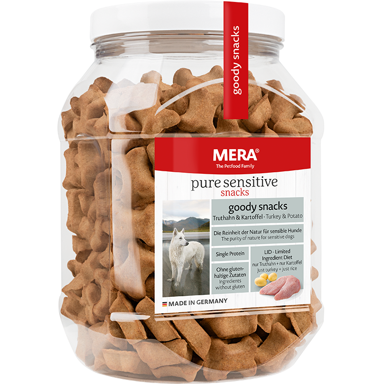 Hundefutter MERA pure sensitive goody snacks Leckerlis mit Truthahn & Kartoffel